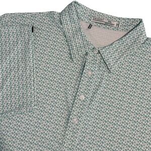 Criquet Mens XXL Performance Golf Polo Green White Geometric Dice Falcon Point